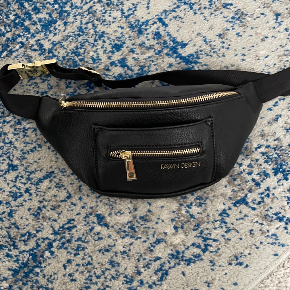 Fawn Design Fanny Pack. Never Been Used. Black with Gold Zippers.